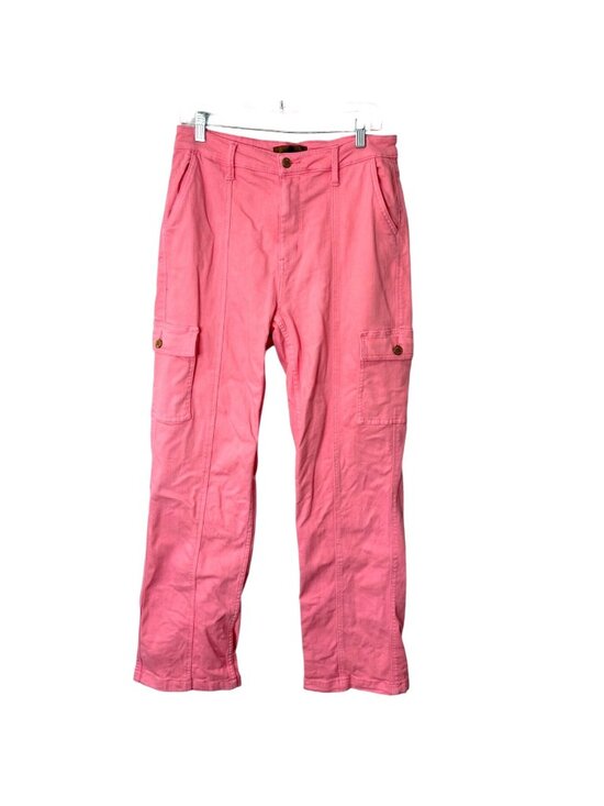 Judy Blue Pants - Judy Blue Womens Size 30 Pink Cargo Pants High-Rise Straight Leg Cotton Blend